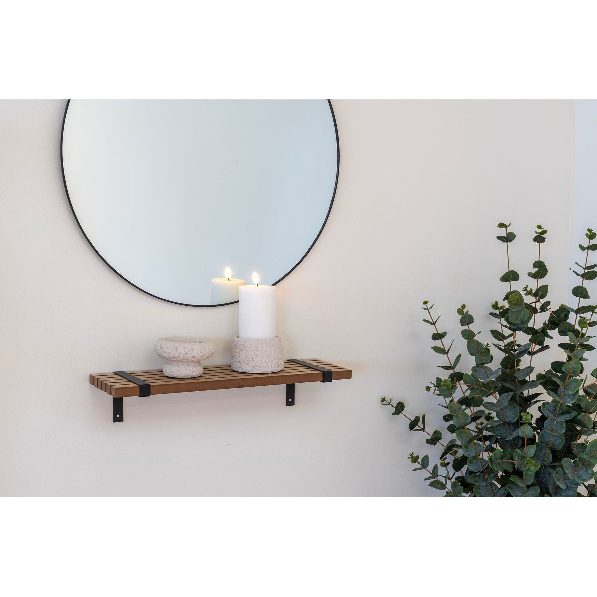 Luxor Wall Shelf - Wall Shelf, ash veneer/metal, nature/black<br>50x15x10 cm